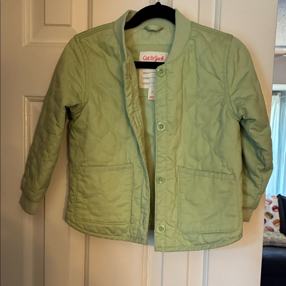 Cat & Jack Light Green Quilted Kids Puffer Jacket